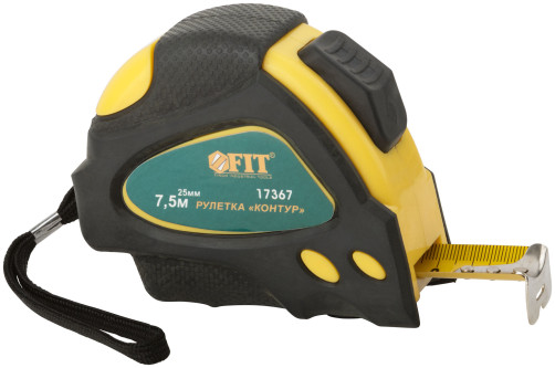 Tape measure "Contour" with hitchhiking, rubberized housing 7.5 m x 25 mm