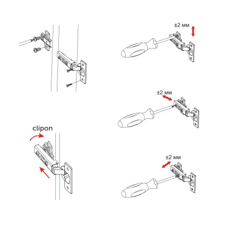Mini overhead hinge with door closer 38mm h0 clip-on AKS
