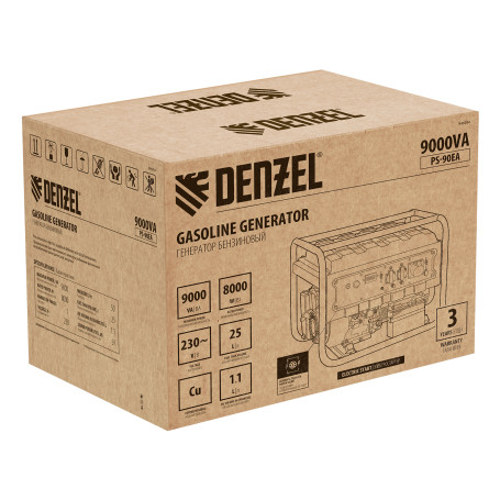 Gasoline generator PS 90 EA, 9.0 kW, 230V, 25 l, automation connector, electric starter Denzel