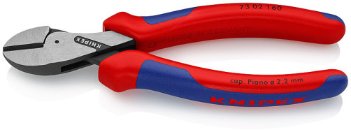 KNIPEX X-Cut® бокорезы, рез: провол. мягк. Ø 4.8 мм, ср. Ø 3.8 мм, тв. Ø 2.7 мм, роял. струна Ø 2.2 мм, L-160 мм, чёрн., 2-к ручки