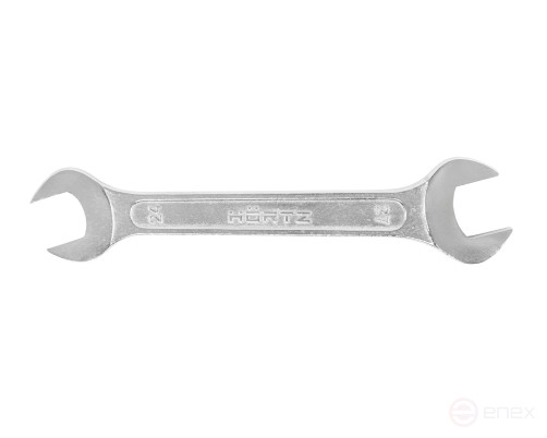 ключ гаечный рожковый двусторонний 24x27 хромированный на подвесе HORTZ