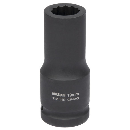 Головка ударная 3/4" двенадцатигранная удлиненная 19мм "AV Steel" AV-731119
