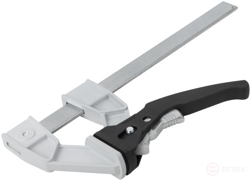 Струбцина рычажная быстрозажимная, усилие сжатия 200 кг, рычажный храповый механизм, металлический корпус, Профи, 90 х 200 мм