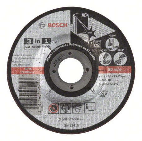 Cutting wheel "3 in 1" A 46 S BF, 115 mm, 2.5 mm