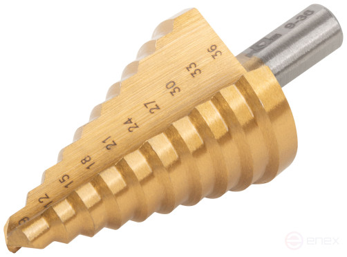HSS step drill for metal, 10 steps, 9-36 mm