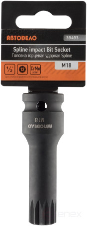 Головка торцевая ударная M18 (DR1/2") внешний SPLINE (АвтоDело) 39493