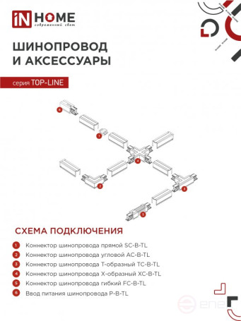 Светильник трековый TR-GX53-TL 52RB под лампу GX53 с подсветкой черный IN HOME