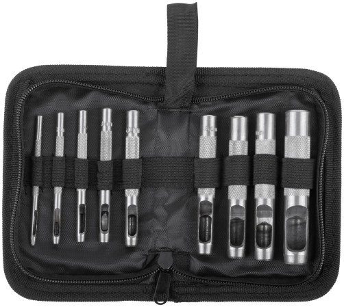 Пробойники для кожи, набор 9 шт. (отверстия 2-3-4-5-6-8-9-10-13 мм)