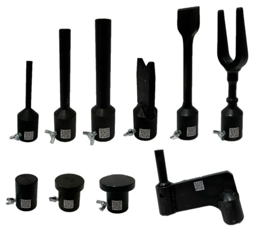 Комплект выколоток для Динамической кувалды (10 шт: зауженная (3 размера), грибок (3 размера), лопатка, прямая плоская, вилка, разноосная)