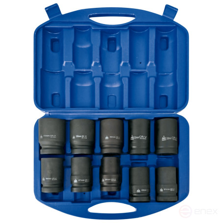 Set of deep end heads 1", hexagonal, 21-41 mm, for multiplier, 10 pieces MASTER 100-68010C