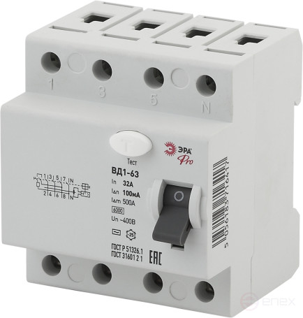 RCD ERA PRO NO-902-66 VD1-63 4P 32A 100mA