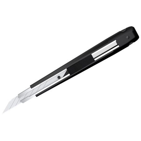 Stationery knife 9 mm Berlingo "Hyper", auto-lock, metal. directional, black, European weight