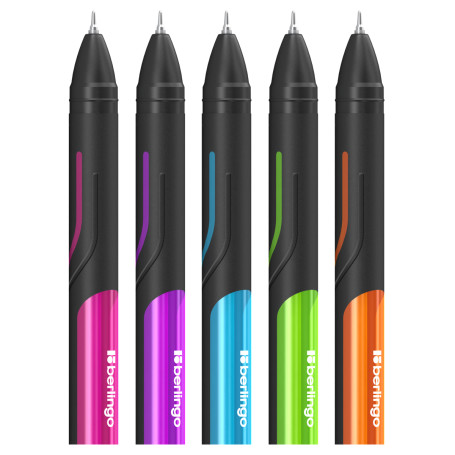 Berlingo ballpoint pen "Color Zone stick" blue, 0.7 mm, rubberized case assorted