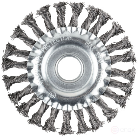 Корщетка-колесо, посадочный диаметр 22,2 мм, стальная витая проволока 125 мм, блистер