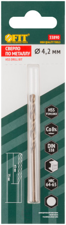 HSS metal drills with cobalt addition of 8% Profi (M42) in a blister of 4.2 x 75 mm (1 pc.)