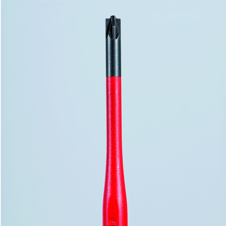 Screwdriver PlusMinus Pozidriv PZ/S 1 thin VDE, rod length 80 mm, L-187 mm, dielectric, 2-component handle