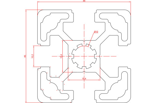 Профиль конструкционный 45x45, паз 10 A11454510X2000