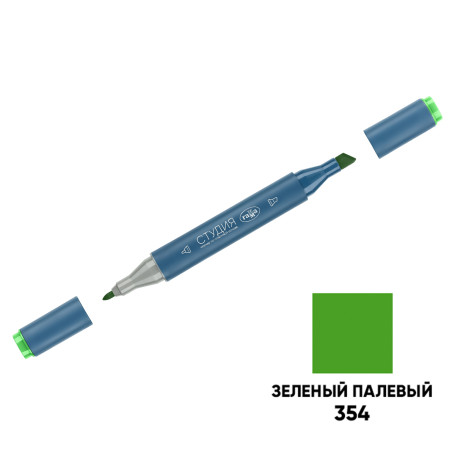 Double-sided marker for sketching Gamma "Studio", green fawn, triangular body, bullet-shaped / wedge-shaped. tips