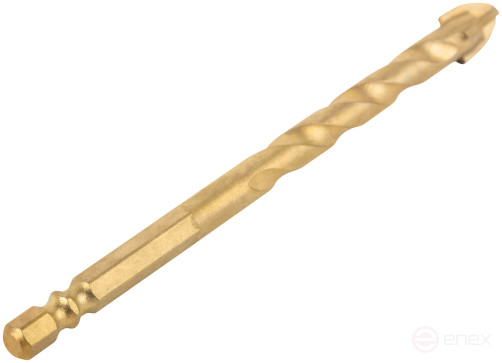 Сверло универсальное, 4 режущие кромки, титановое покрытие, шестигранный U-хвостовик под биту, 10х120 мм