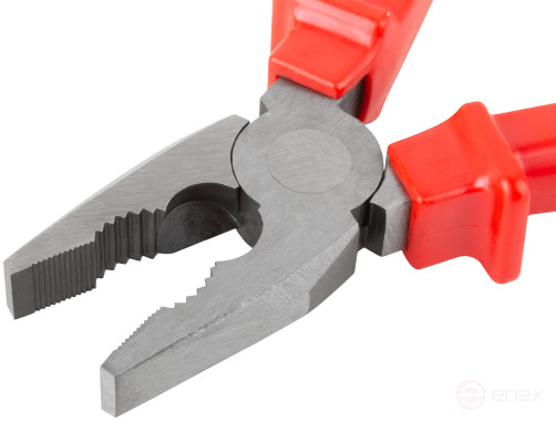 Light combination pliers, plastic handles, 160 mm polished steel