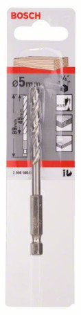 Spiral drill bit for wood with hex shank 1/4" 5 x 52 x 99 mm