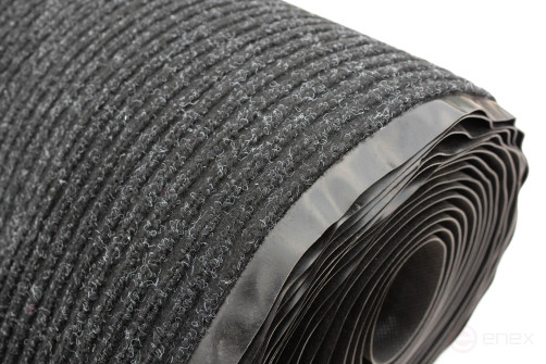 Outdoor Dirt-resistant pile Mat Ribbed 1200x10000 mm Black