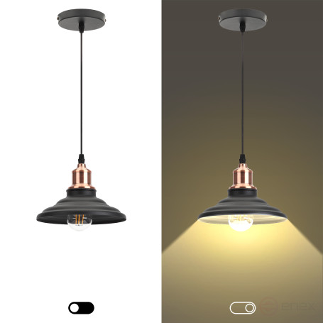 ERA PL4 BK/RC Pendant Lamp for E27 lampshade height 80mm Suspension 800mm Black/copper