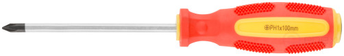 Impact screwdriver, CrV steel, hexagonal end-to-end tip with firing pin, rubberized handle 5x100 mm PH1