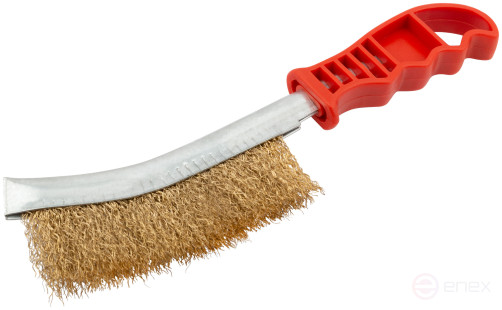 A brush with a curved plastic handle, latuned type B