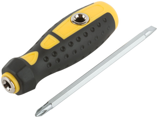 Screwdriver with adjustable Pro sting, straight and T-shaped, CrV steel, rubberized.handle, 6x130 mm PH2/SL6