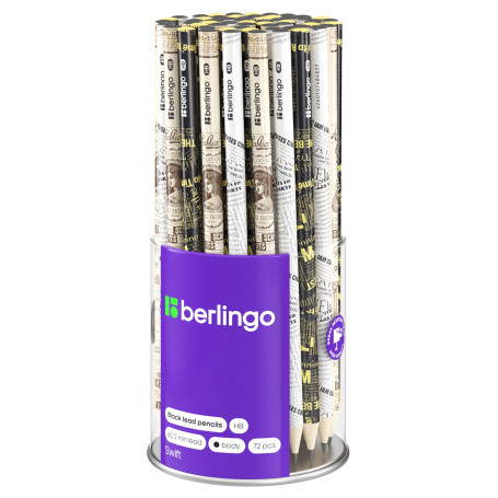 Pencil b/g Berlingo "Swift" HB, round, sharpened., assorted