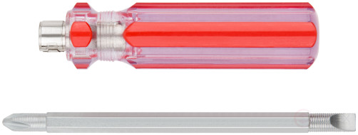 Screwdriver with adjustable sting, plastic red transparent handle 6x85 mm PH2/SL6