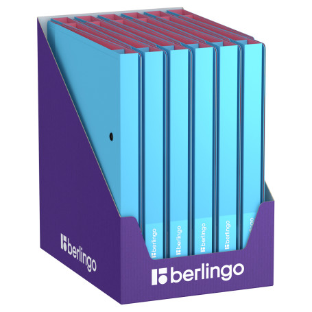 Папка на 2 кольцах Berlingo "Haze" А4, 24 мм, 600 мкм, D-кольца, с внутр. карманом, голубая, софт-тач