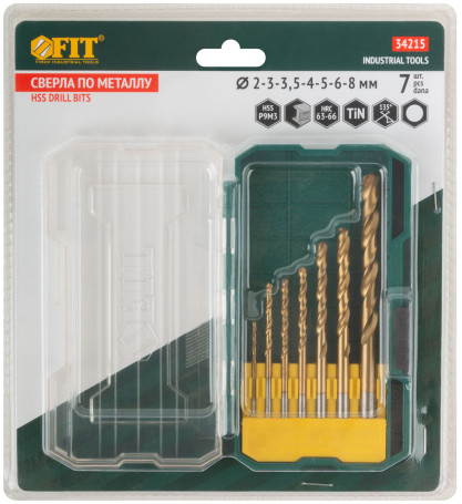 Набор сверл HSS по металлу, титановое покрытие, 7 шт. (2-3-3,5-4-5-6-8 мм)