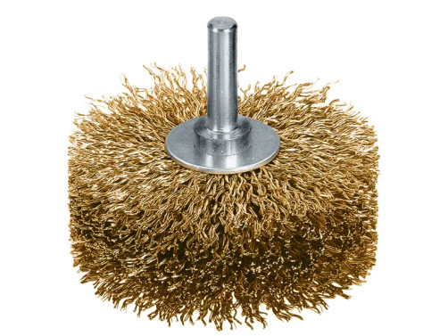 Щетка цилиндрическая гофрированная, Д80*35 мм, хвостовик 8 мм, латунированная гофрированная проволока STM 0,25 мм
