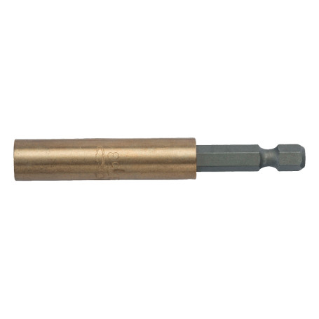 Universal Bit Holder with 1/4" hex shank made of copper and beryllium with 75 mm locking ring