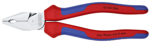 Плоскогубцы комб. особ. мощн., рез: провол. твёрд. Ø 2.8 мм, роял. струна Ø 2.2 мм, кабель Ø 13 мм, L-200 мм, хром, 2-к ручки