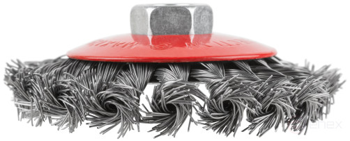 Корщетка-колесо с наклоном, гайка М14, стальная витая проволока 100 мм