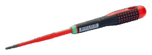 Insulated screwdriver with ERGO handle for TORX T10x100 mm screws, with a thin rod