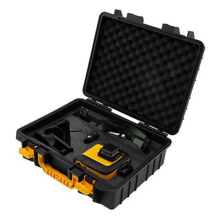 The laser level is multiprism. LXI 360-2 Green, 30 m, 520 nm, acc. Li 2800 mAh, 1/4" thread// Denzel