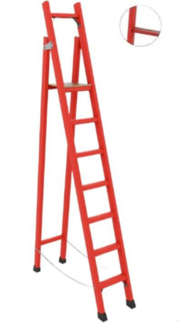ССД-1,8АТ с симметричной опорой диэлектрическая стеклопластиковая стремянка, Телеком, абразивное покрытие ступеней, h=2600мм, h рабочей площадки=1800мм, ступ.7