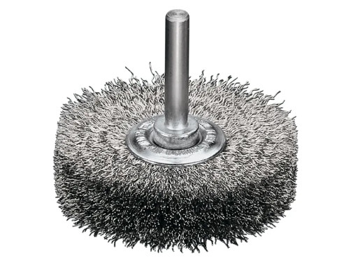 Щетка цилиндрическая гофрированная, Д70*18 мм, хвостовик 6 мм, нержавеющая гофрированная проволока ROF 0,20 мм