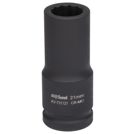 Головка ударная 3/4" двенадцатигранная удлиненная 21мм "AV Steel" AV-731121