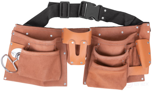Пояс для инструмента двойной, кожа, 10 отделений, 1 петля для инструмента