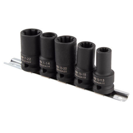 1/2" special head set, for mounting/dismounting brake calipers, 5 pieces KING TONY 9BC4A05MP