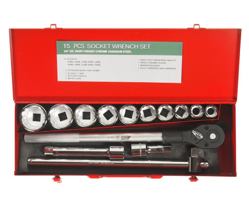 Набор головок торцевых 12-гранных 3/4" 22-50мм (в кейсе) 14 предметов JTC /1