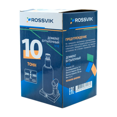 Домкрат бутылочный ROSSVIK V10, г/п 10,0т