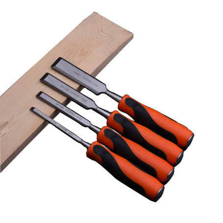 Set of chisels-chisels reinforced flat CRV, 4 pcs, 6-13-19mm, 25mm, two-piece.handle,metal backing//HARDEN