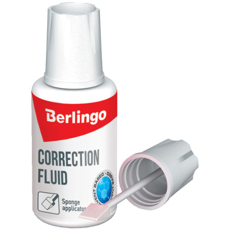 Корректирующая жидкость Berlingo, 20 мл, спиртовая, с губчатым аппликатором