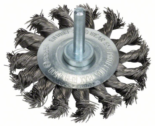 Disc brush with stainless steel wire bundles, 70x0.35 mm 70 mm, 0.35 mm, 14 mm